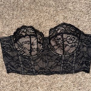 Adika midnight lace strapless busier corset top